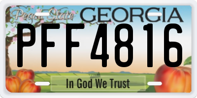 GA license plate PFF4816