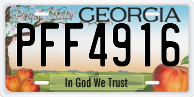 GA license plate PFF4916