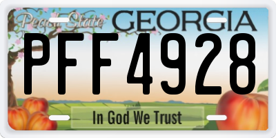 GA license plate PFF4928