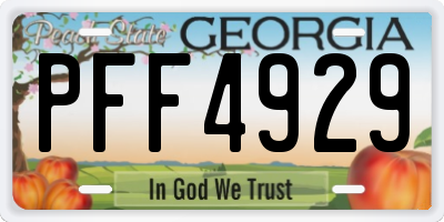 GA license plate PFF4929