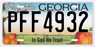 GA license plate PFF4932