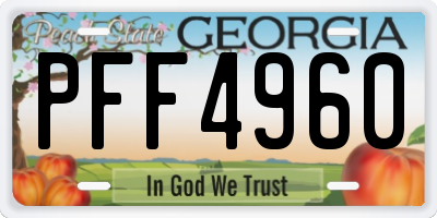 GA license plate PFF4960
