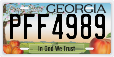GA license plate PFF4989