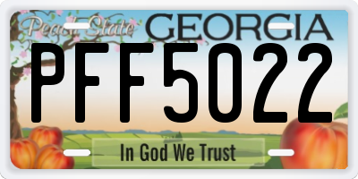 GA license plate PFF5022