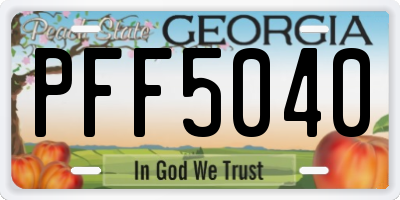 GA license plate PFF5040