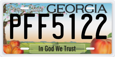 GA license plate PFF5122