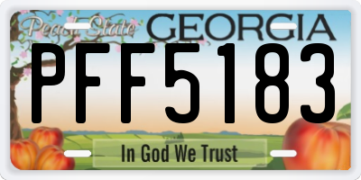 GA license plate PFF5183