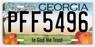 GA license plate PFF5496