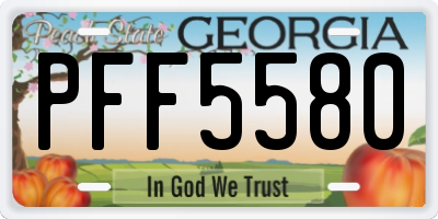 GA license plate PFF5580