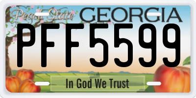 GA license plate PFF5599