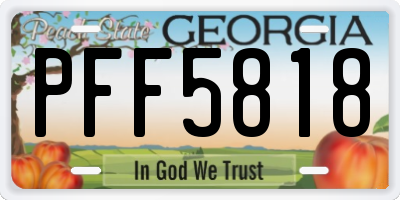 GA license plate PFF5818