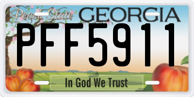 GA license plate PFF5911