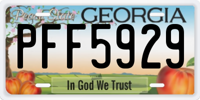 GA license plate PFF5929
