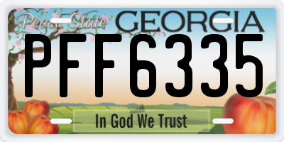 GA license plate PFF6335
