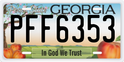GA license plate PFF6353