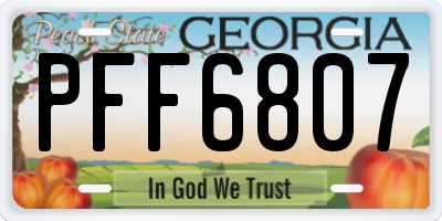 GA license plate PFF6807