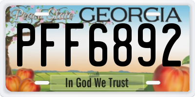 GA license plate PFF6892