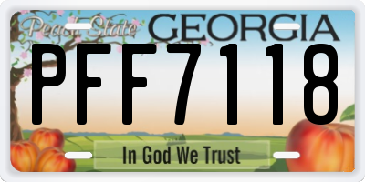 GA license plate PFF7118