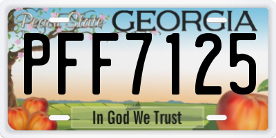 GA license plate PFF7125
