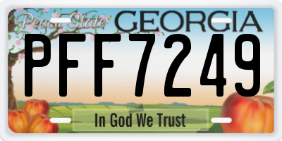 GA license plate PFF7249
