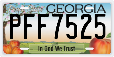 GA license plate PFF7525
