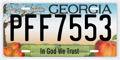 GA license plate PFF7553