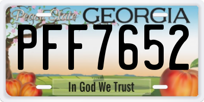 GA license plate PFF7652