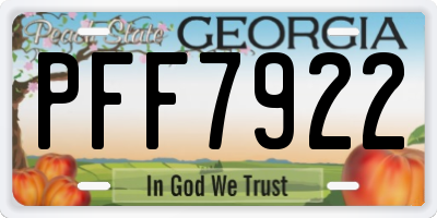 GA license plate PFF7922