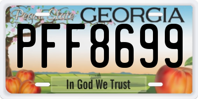 GA license plate PFF8699