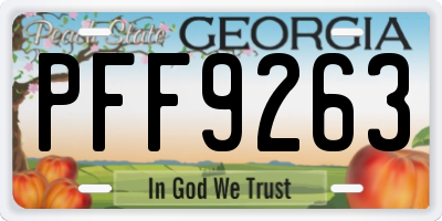 GA license plate PFF9263