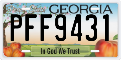 GA license plate PFF9431