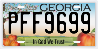 GA license plate PFF9699