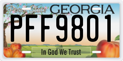 GA license plate PFF9801