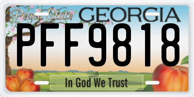 GA license plate PFF9818