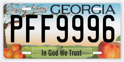 GA license plate PFF9996