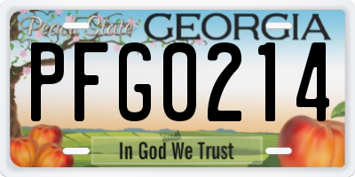 GA license plate PFG0214