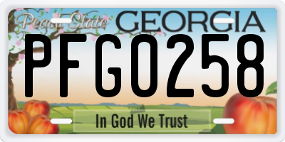GA license plate PFG0258