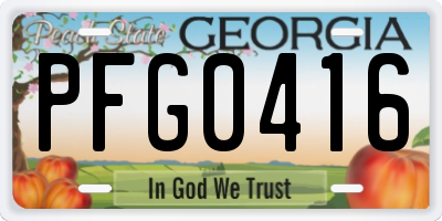 GA license plate PFG0416