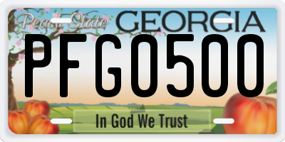 GA license plate PFG0500