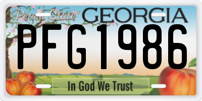 GA license plate PFG1986