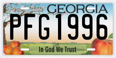GA license plate PFG1996