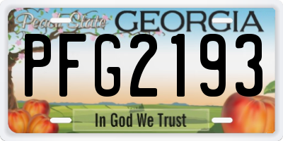 GA license plate PFG2193