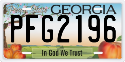 GA license plate PFG2196