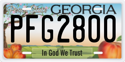 GA license plate PFG2800