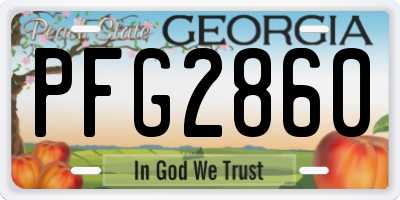 GA license plate PFG2860