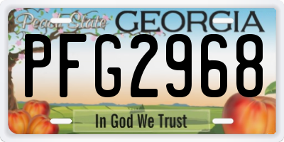 GA license plate PFG2968