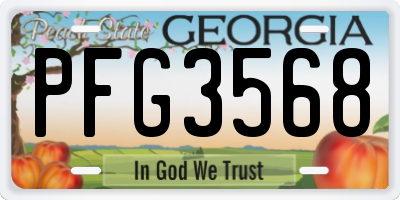 GA license plate PFG3568