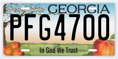 GA license plate PFG4700