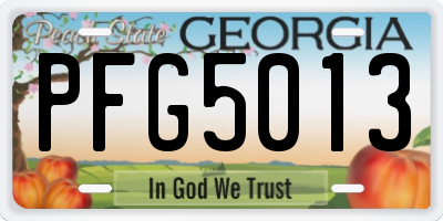 GA license plate PFG5013