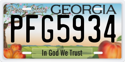 GA license plate PFG5934